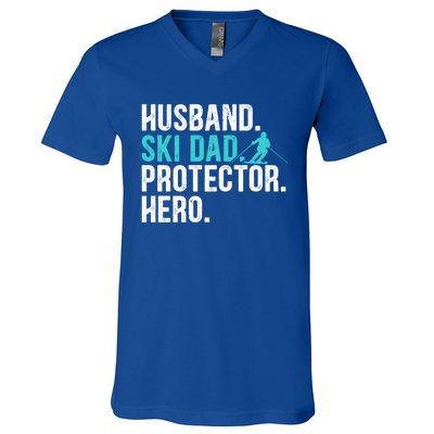 Ski Dad Husband Hero Gift V-Neck T-Shirt