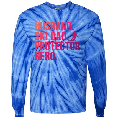 Ski Dad Husband Hero Gift Tie-Dye Long Sleeve Shirt