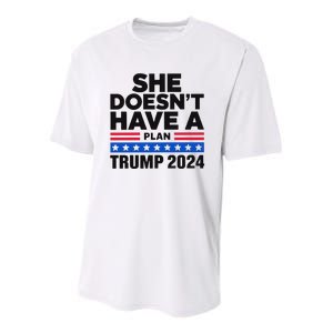 She Doesn’T Have A Plan Trump 2024 Youth Performance Sprint T-Shirt