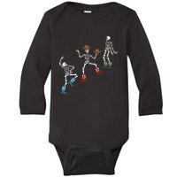 Skeleton Dance Halloween Funny Skeleton Cowboy Halloween Skull Baby Long Sleeve Bodysuit