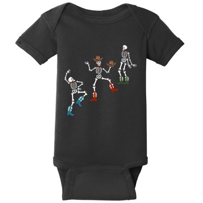 Skeleton Dance Halloween Funny Skeleton Cowboy Halloween Skull Baby Bodysuit