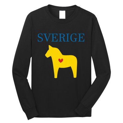 Swedish Dala Horse Midsommar Heart Sverige Long Sleeve Shirt