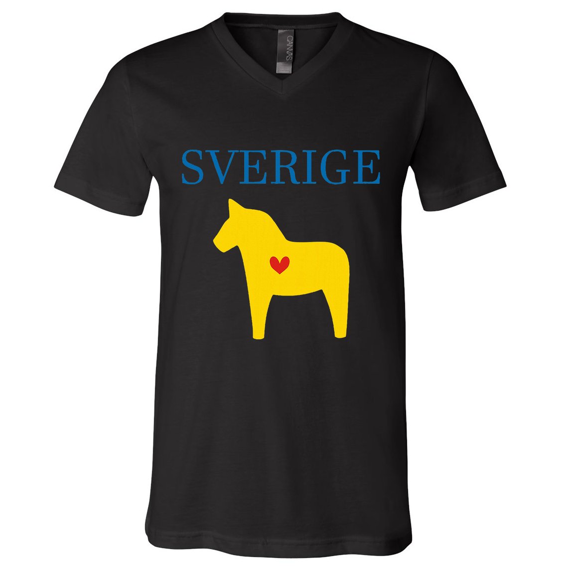 Swedish Dala Horse Midsommar Heart Sverige V-Neck T-Shirt