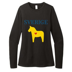 Swedish Dala Horse Midsommar Heart Sverige Womens CVC Long Sleeve Shirt