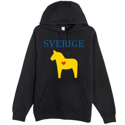Swedish Dala Horse Midsommar Heart Sverige Premium Pullover Hoodie