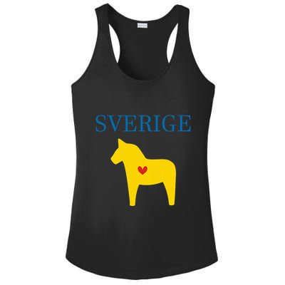 Swedish Dala Horse Midsommar Heart Sverige Ladies PosiCharge Competitor Racerback Tank