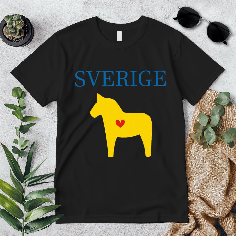 Swedish Dala Horse Midsommar Heart Sverige Premium T-Shirt