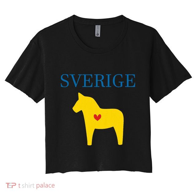 Swedish Dala Horse Midsommar Heart Sverige Crop Top