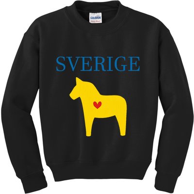 Swedish Dala Horse Midsommar Heart Sverige Kids Sweatshirt