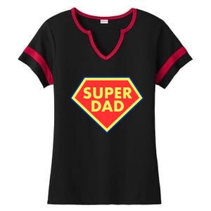 Super Dad Hero Gift Ladies Halftime Notch Neck Tee