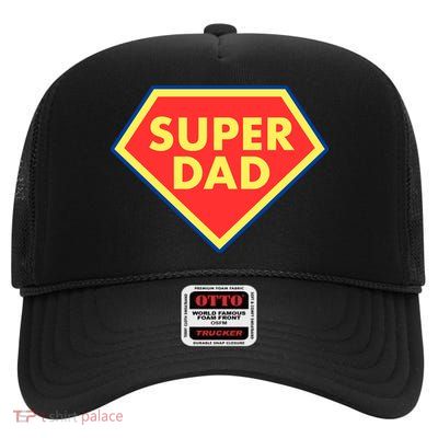 Super Dad Hero Gift High Crown Mesh Back Trucker Hat
