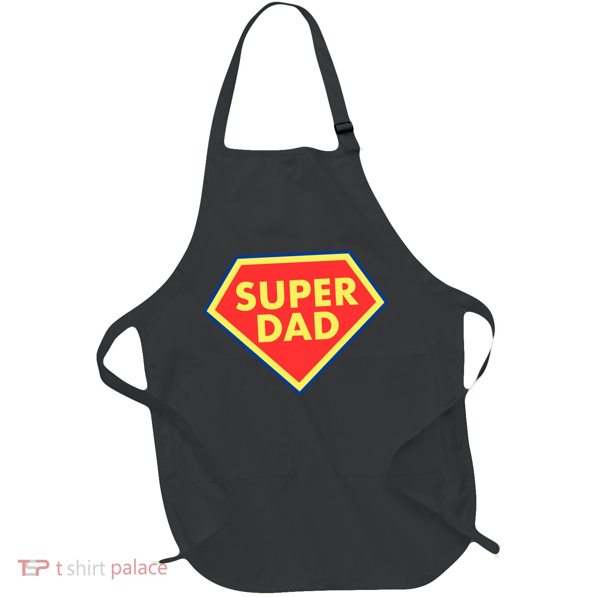 Super Dad Hero Gift Full-Length Apron With Pockets