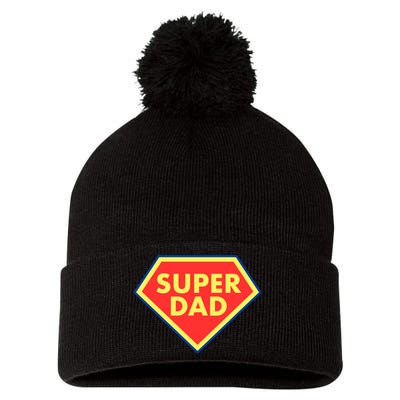 Super Dad Hero Gift Pom Pom 12in Knit Beanie