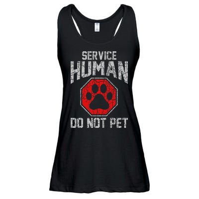 Service Dog Human Do Not Pet Funny Vintage Rescue Dog Owner Ladies Essential Flowy Tank
