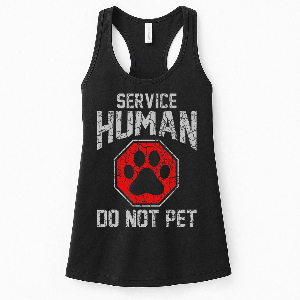Service Dog Human Do Not Pet Funny Vintage Rescue Dog Owner Womens Tank Top