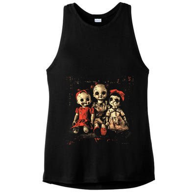 Scary Doll Horror Movie Creepy Haunted Toy Goth Alt Emo Ladies PosiCharge Tri-Blend Wicking Tank