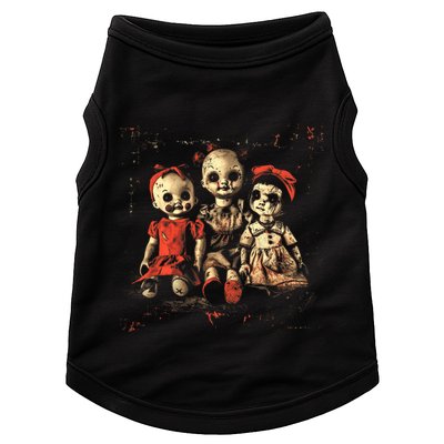 Scary Doll Horror Movie Creepy Haunted Toy Goth Alt Emo Doggie Tank