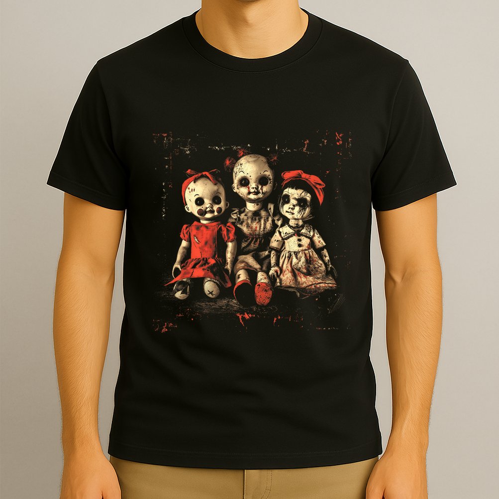 Scary Doll Horror Movie Creepy Haunted Toy Goth Alt Emo T-Shirt