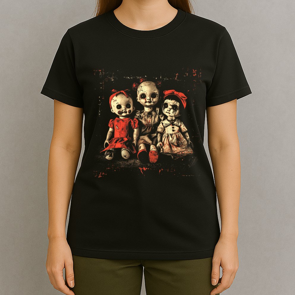 Scary Doll Horror Movie Creepy Haunted Toy Goth Alt Emo T-Shirt