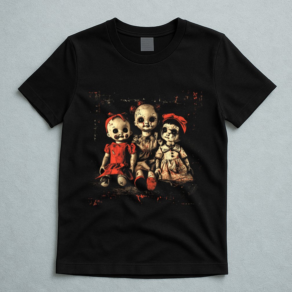 Scary Doll Horror Movie Creepy Haunted Toy Goth Alt Emo T-Shirt