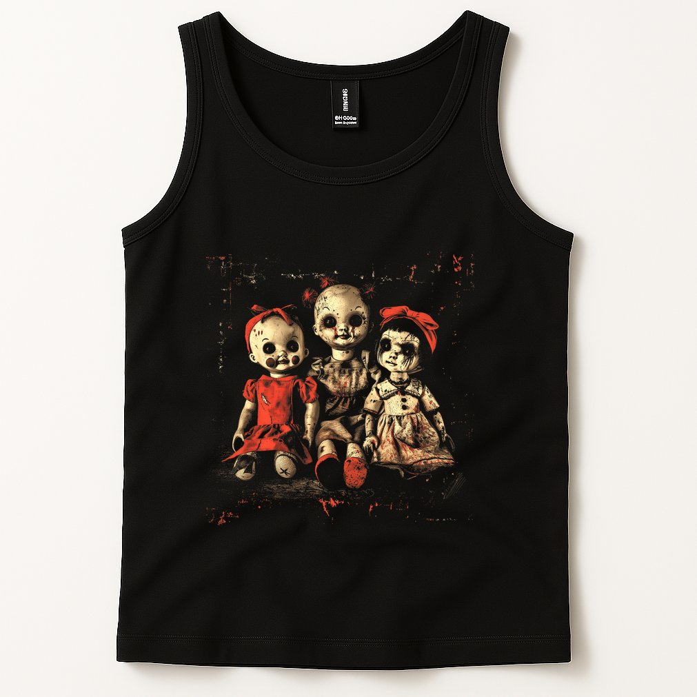Scary Doll Horror Movie Creepy Haunted Toy Goth Alt Emo Tank Top