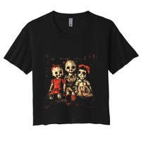 Scary Doll Horror Movie Creepy Haunted Toy Goth Alt Emo Women's Crop Top Tee