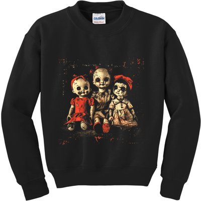 Scary Doll Horror Movie Creepy Haunted Toy Goth Alt Emo Kids Sweatshirt