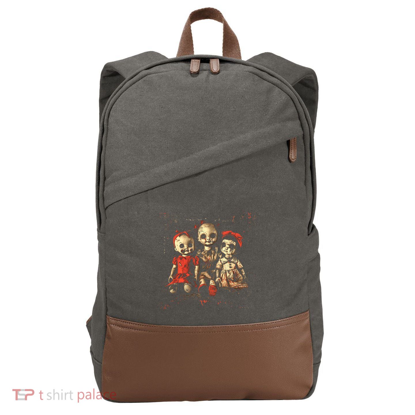Scary Doll Horror Movie Creepy Haunted Toy Goth Alt Emo Cotton Canvas Backpack