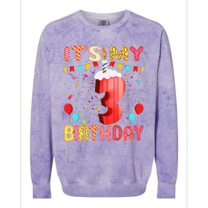 Sweet Donut It's My 3rd Birthday 3 Years Old Funny Cute Colorblast Crewneck Sweatshirt