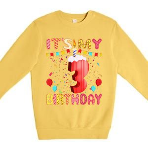 Sweet Donut It's My 3rd Birthday 3 Years Old Funny Cute Premium Crewneck Sweatshirt