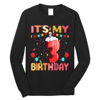 Sweet Donut It's My 3rd Birthday 3 Years Old Funny Cute Long Sleeve Shirt