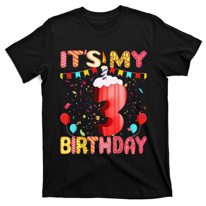 Sweet Donut It's My 3rd Birthday 3 Years Old Funny Cute T-Shirt