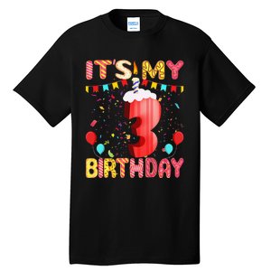 Sweet Donut It's My 3rd Birthday 3 Years Old Funny Cute Tall T-Shirt