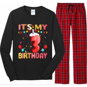 Sweet Donut It's My 3rd Birthday 3 Years Old Funny Cute Long Sleeve Pajama Set