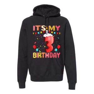 Sweet Donut It's My 3rd Birthday 3 Years Old Funny Cute Premium Hoodie