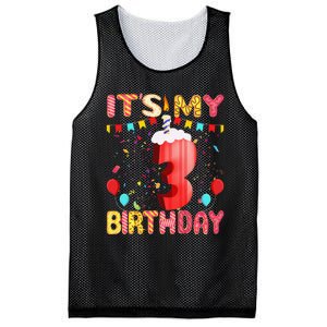 Sweet Donut It's My 3rd Birthday 3 Years Old Funny Cute Mesh Reversible Basketball Jersey Tank