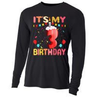 Sweet Donut It's My 3rd Birthday 3 Years Old Funny Cute Cooling Performance Long Sleeve Crew