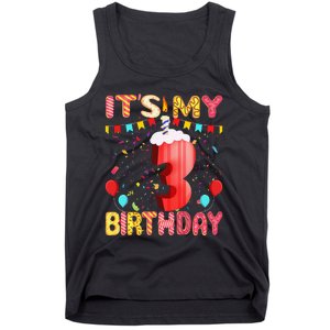 Sweet Donut It's My 3rd Birthday 3 Years Old Funny Cute Tank Top