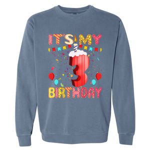 Sweet Donut It's My 3rd Birthday 3 Years Old Funny Cute Garment-Dyed Sweatshirt