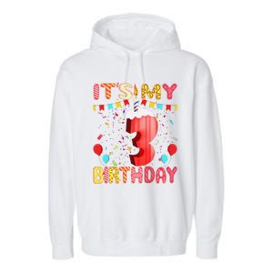 Sweet Donut It's My 3rd Birthday 3 Years Old Funny Cute Garment-Dyed Fleece Hoodie