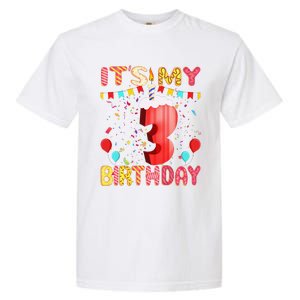 Sweet Donut It's My 3rd Birthday 3 Years Old Funny Cute Garment-Dyed Heavyweight T-Shirt