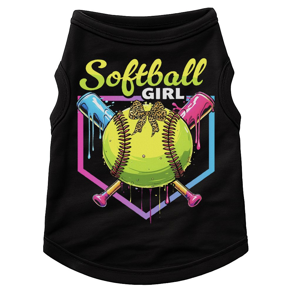 Softball Drip Ice Cream Drip Softball Girl Bow Doggie Tank