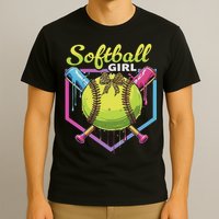 Softball Drip Ice Cream Drip Softball Girl Bow T-Shirt