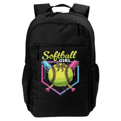 Softball Drip Ice Cream Drip Softball Girl Bow Backpack