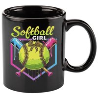 Softball Drip Ice Cream Drip Softball Girl Bow 11oz C Handle Ceramic Mug