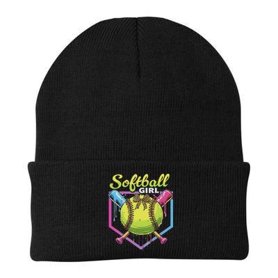 Softball Drip Ice Cream Drip Softball Girl Bow Beanie