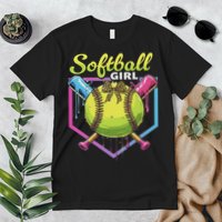 Softball Drip Ice Cream Drip Softball Girl Bow Premium T-Shirt