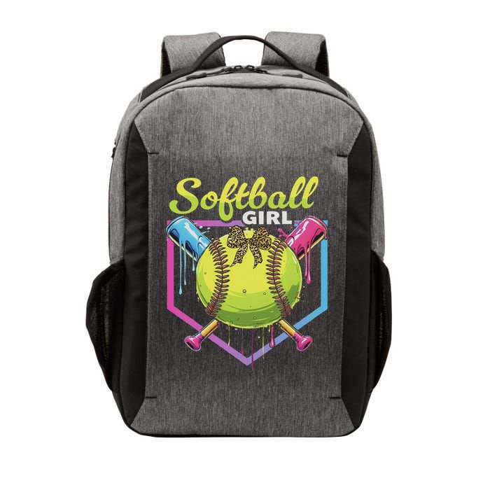 Softball Drip Ice Cream Drip Softball Girl Bow Vector Backpack