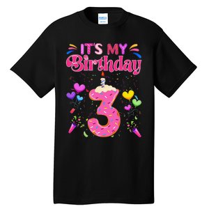 Sweet Donut It's My 3rd Birthday 3 Years Old Funny Tall T-Shirt