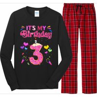 Sweet Donut It's My 3rd Birthday 3 Years Old Funny Long Sleeve Pajama Set